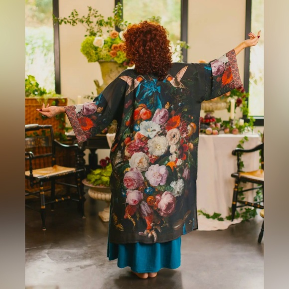 ⭐️Market of Stars⭐️ Flight of Fancy Vintage Art Boho Long Duster - Picture 1 of 17